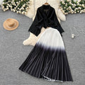 Miya pleated butterfly sleeve gradient tie back shawl short outweartops+gradient pleated skirt two-piece set
