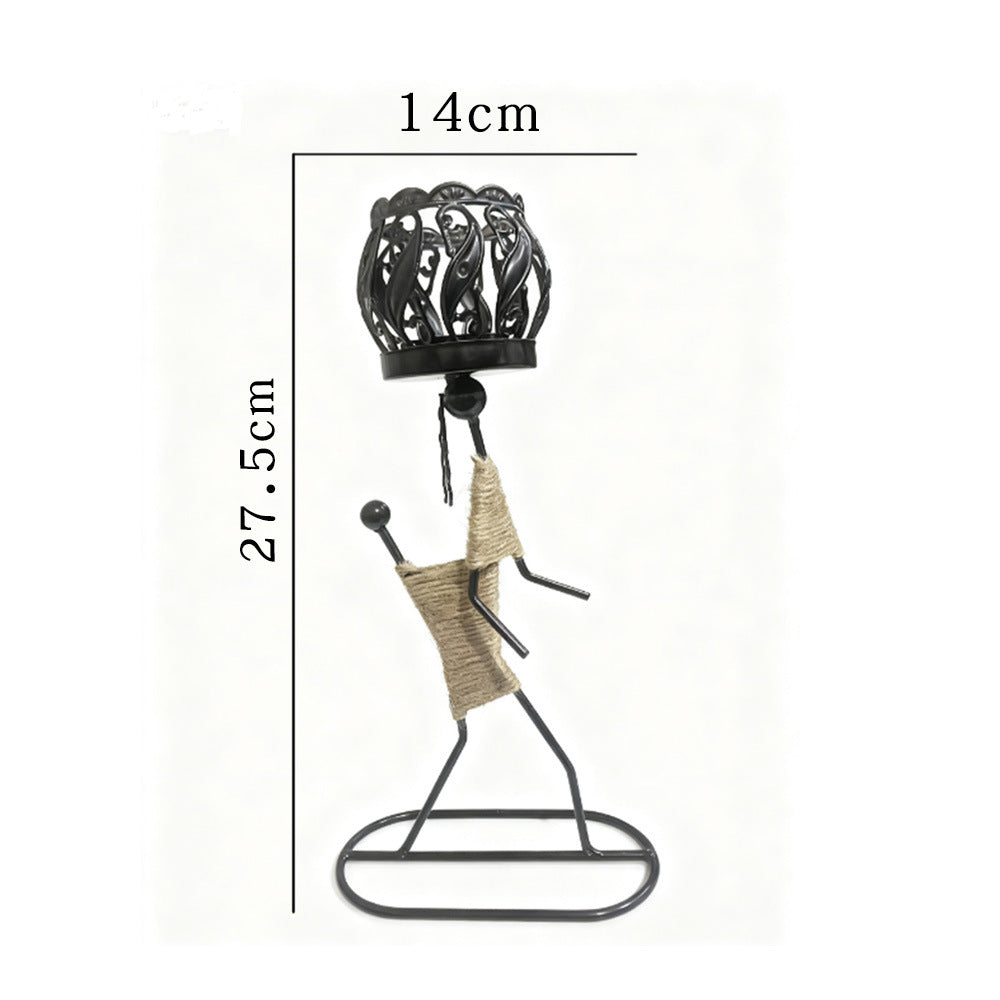 Niche style creative home decoration metal hemp rope craft jewelry iron art girl lamp candle holder jewelry candle home