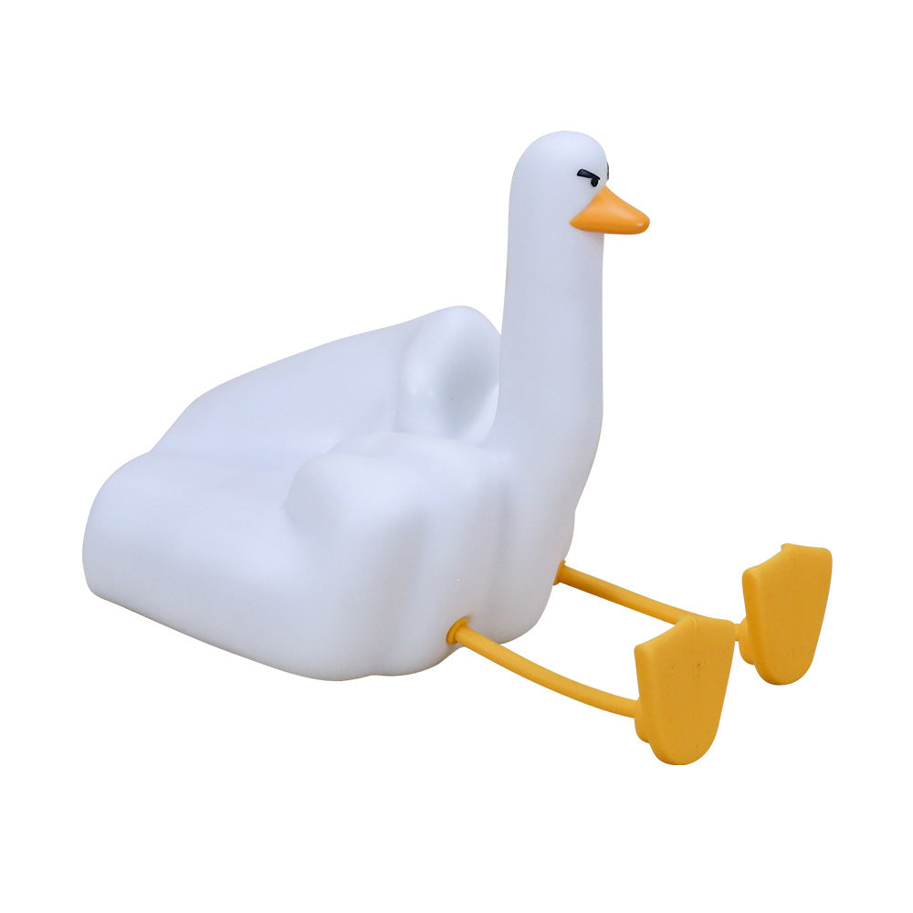 Cross-border creative silicone night light usb charging pat light bedroom bedside mobile phone holder middle finger duck desk lamp