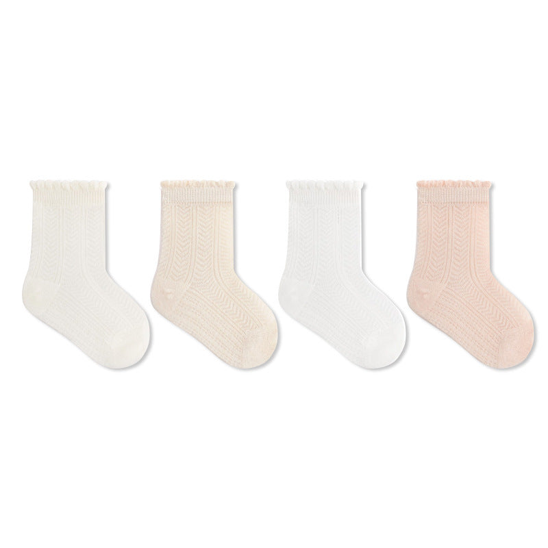 Babylon baby socks mulberry silk solid color breathable mesh class a cotton infant seamless boys and girls kids socks