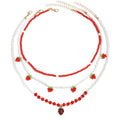 Pearl necklace set wholesale - new european and american cross-border jewelry - strawberry pendant, fresh & delicate polymer clay seed bead necklace for women