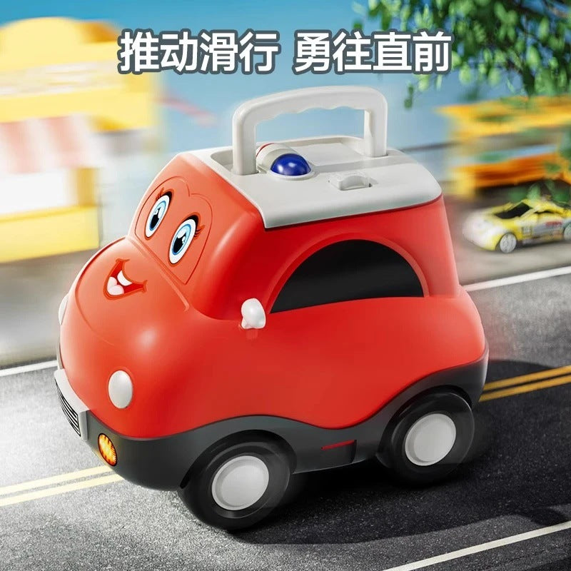 Kids' tinplate toy car set - pull-back inertia cars - birthday gift for boys - children's day gift - includes storage case