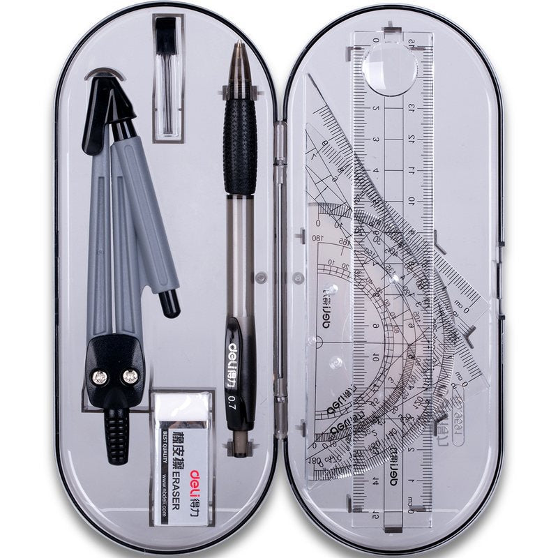 Deli 9591 student drawing set student stationery ruler drawing geometric shape compass ruler set wholesale