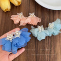 Spring floral chiffon mesh blue flower earrings - ethereal, sweet, and dopamine-boosting studs for women