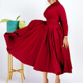 D454  foreign trade women's new fashion high neck elegant beaded flared dress fitted waist african dress