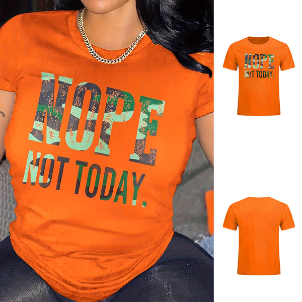 P390562 Large Size Letter Printed T-Shirt Women