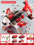 Firefighting transformation series [4 cars + 12-piece road sign set] + rechargeable