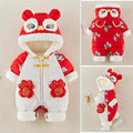 Newborn baby winter new chinese style thickened outfit for new year's visits, festive one-piece for baby boys and girls' first birthday celebration
