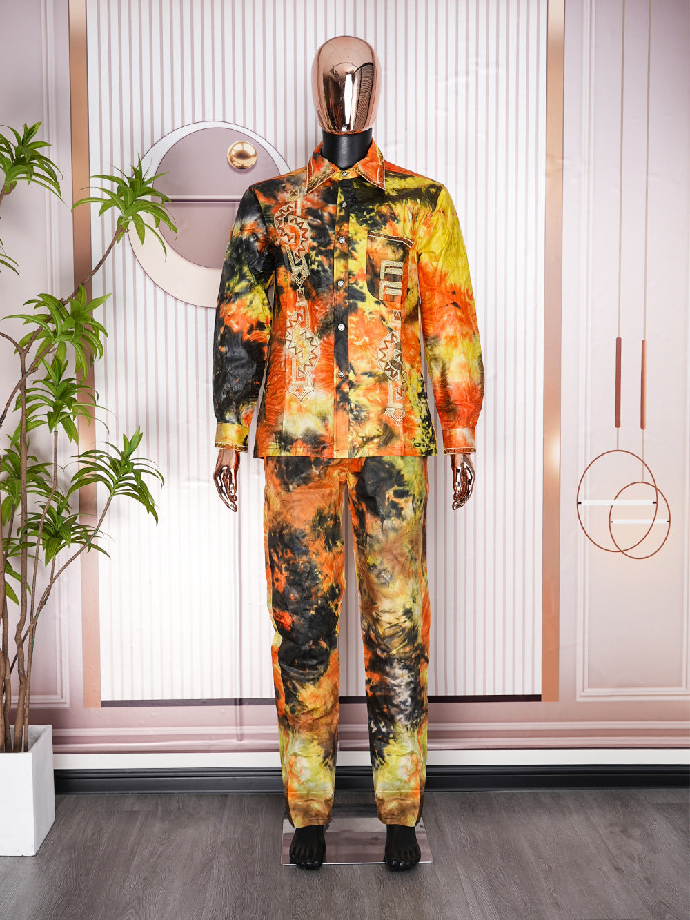 Hot-selling european and american export new arrivals: cross-border bestsellers - men's african fashion suit, digital print shirt and pants set