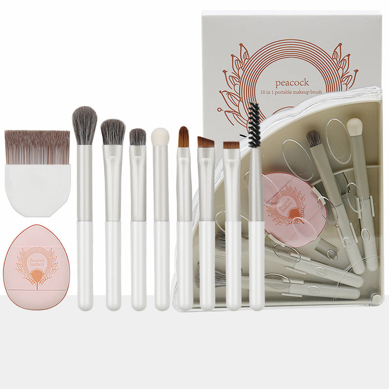 Portable makeup brush set - multifunctional mini travel kit with foldable storage, includes concealer, eyeshadow, and other brushes