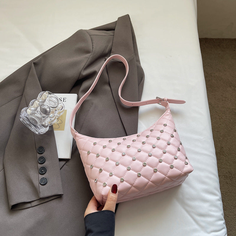 Retro diamond small fragrant chain shoulder messenger bag bags with diamonds, high-grade texture fashionable foreign commuter women's bags