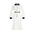 Kayaat cross-border african plus size women's clothing long sleeve slimming look high socialite doll collar dress with belt