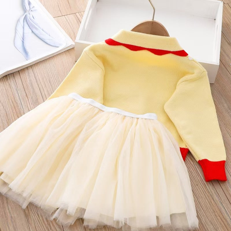 Kids' fall/winter sweater dress set - new korean style knitted sweater top and skirt two-piece outfit for toddlers and young children