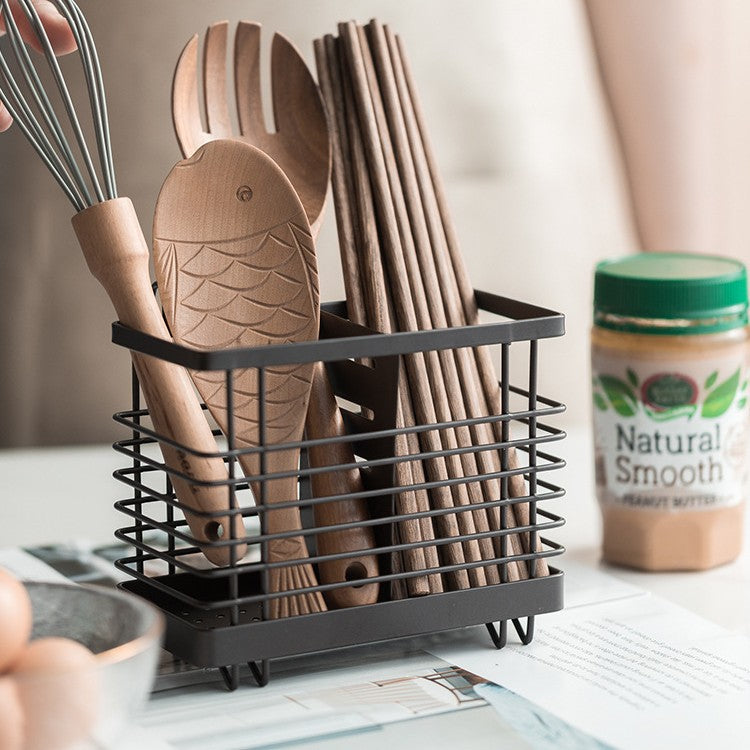 Wrought iron drain chopstick cage chopstick cartridge household chopstick basket kitchen spoon knife and fork storage box rack