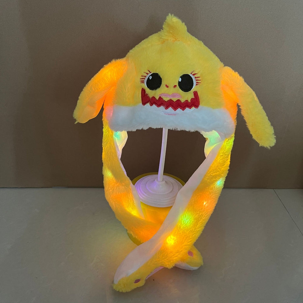 Tiktok viral cute plush bunny hat - squeeze the ears to make them move! light-up airbag beanie for warmth and cold protection