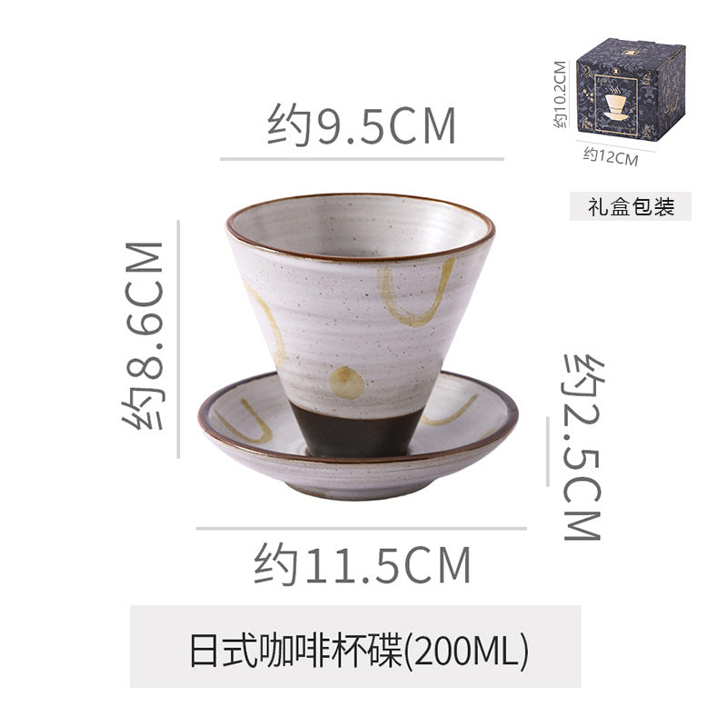 Creative niche style ceramic coffee cup and saucer suitjapanese style mug retro stoneware latte latte cup gift box