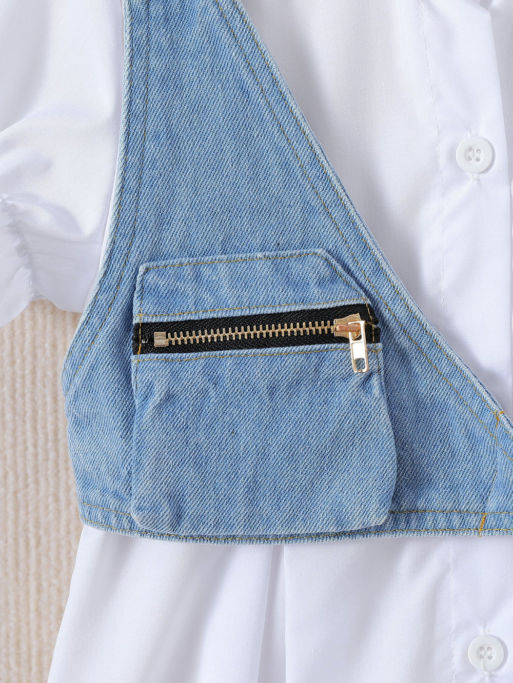 spring/summer children's export lapel shirt dress for girls, denim vest two-piece set