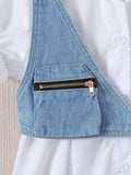 spring/summer children's export lapel shirt dress for girls, denim vest two-piece set