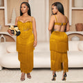 C7431 cross-border   fashion women's sexy sling backless tassel long dress