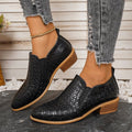 export plus size autumn new pointed-toe low-cut pumps brown chunky heel ankle boots  mid-heel leather upper