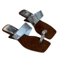 2026 new summer niche square-toe thong sandals with skirt, french wedge heel, slip-on mules, women's outdoor shoes