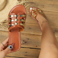 summernew arrivalplus size color matching woven casualflats slippers women's open toe easiest for matchflats flip-flops wholesale