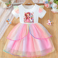 Exportsummernew arrivaldress style gauze skirt mesh cartoon princess skirt skirt girl short sleeve kids summer wear
