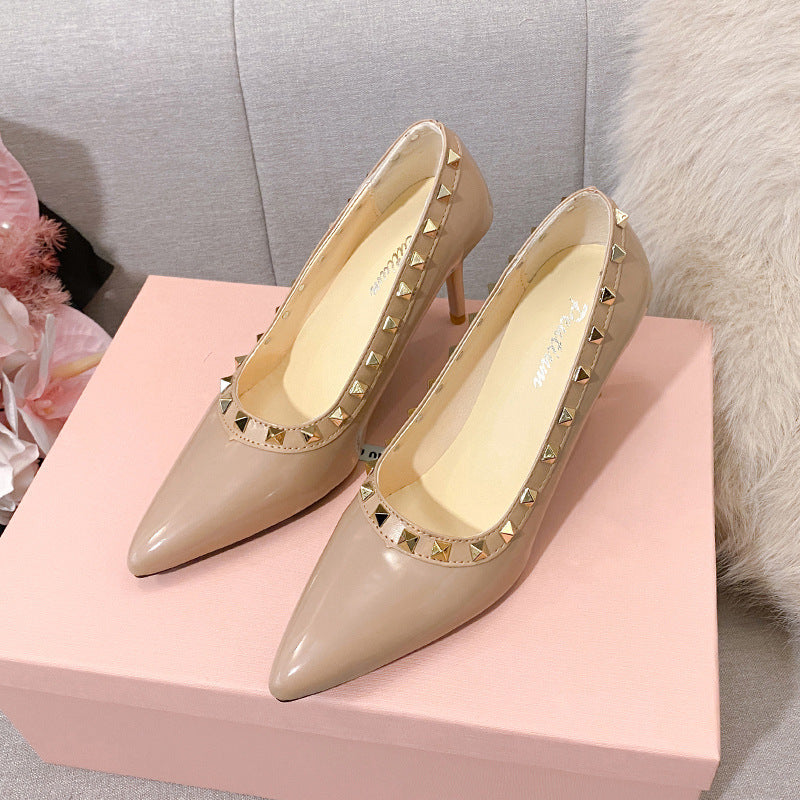 时装单鞋女2025年春季新款细跟尖头性感High heels浅口超高跟纯色