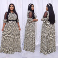 sourcing:  &  - african plus size women's slimming long a-line dress with polka dot lace detail