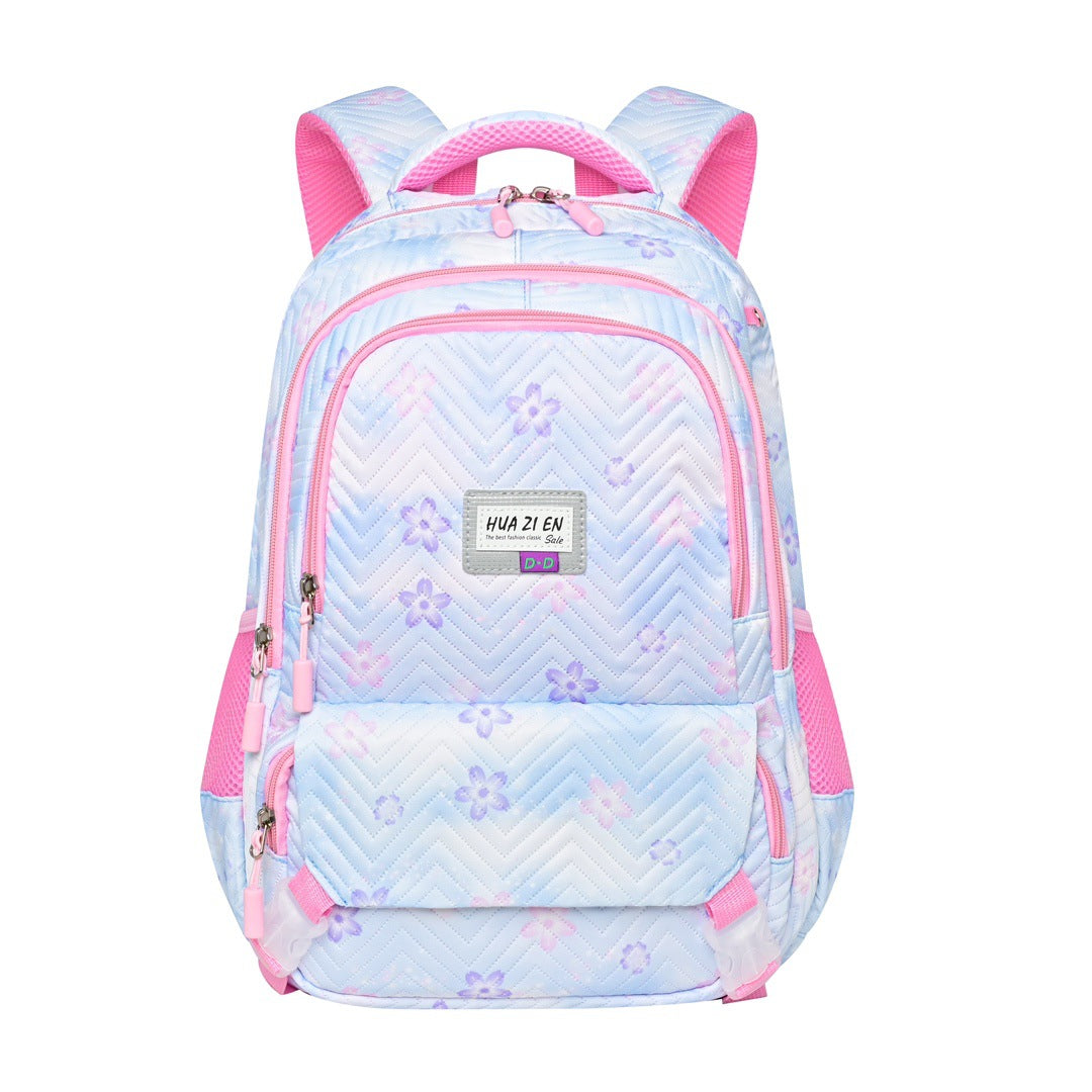 Primary and secondary school girls schoolbag large capacity gradual change backpack to reduce the burden of spine protection ultra light children bag cute