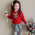 Girls' sweater french style tweed bow knittingcardiganfall and winternew arrivalsoft and sweeteasiest for matchsuit