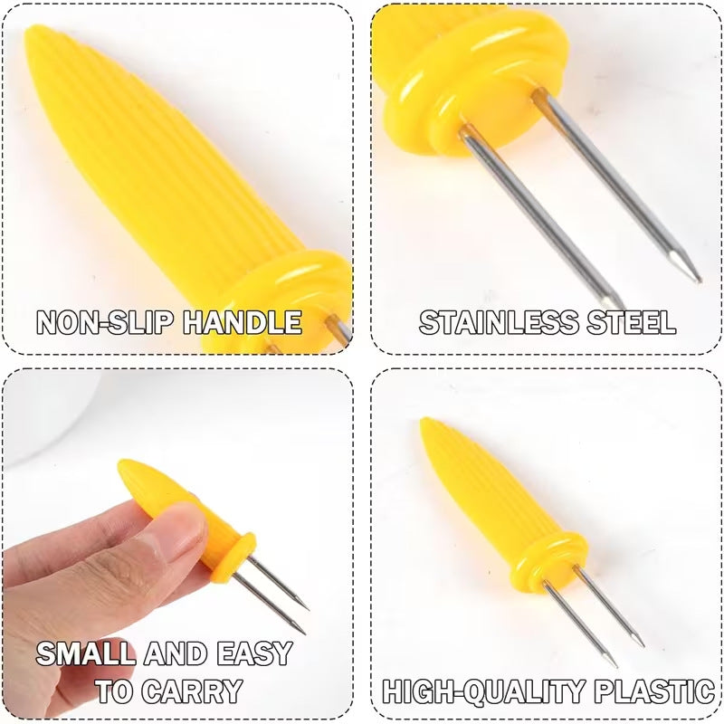 hot-selling barbecue tools stainless steel barbecue skewers heat-insulated corn forks bbq barbecue forks iron skewers for barbecue