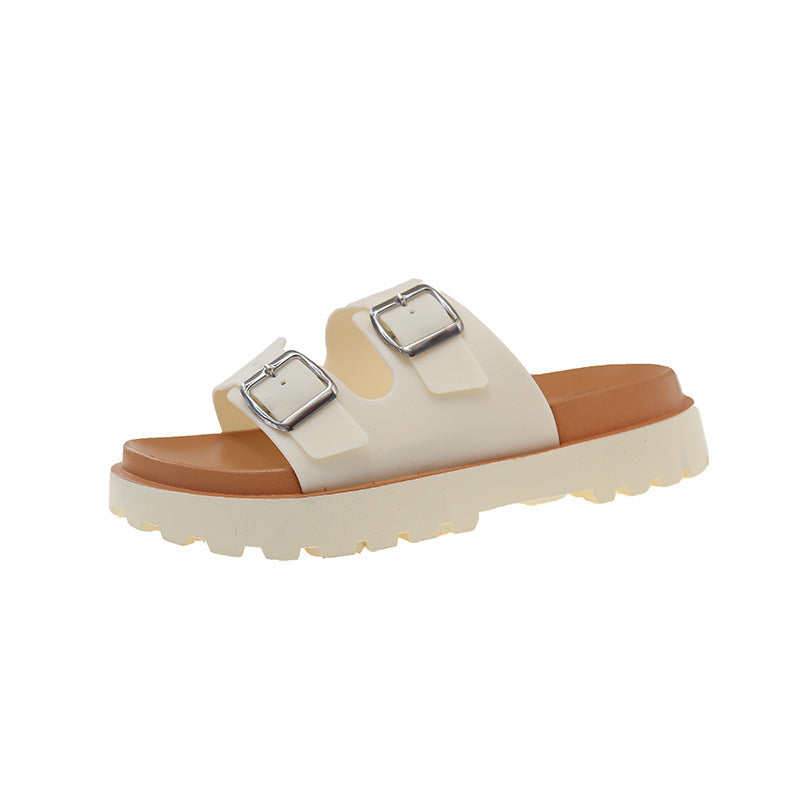 2025 summer new berkenstock-style flat casual thong sandals for women - summer outdoor wear, non-slip thick sole sandals