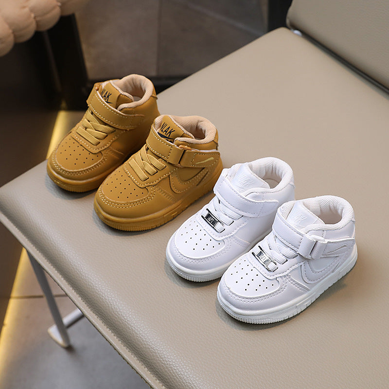 Spring & fallnew arrivalkids sneakers boys high-top sneakers girls white shoes k-style toddler shoes kids basketball shoes