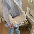 Korean style large capacity retro women's bag soft leather pleated dumpling bag lazy style casual versatile commuter shoulder crossbody bag