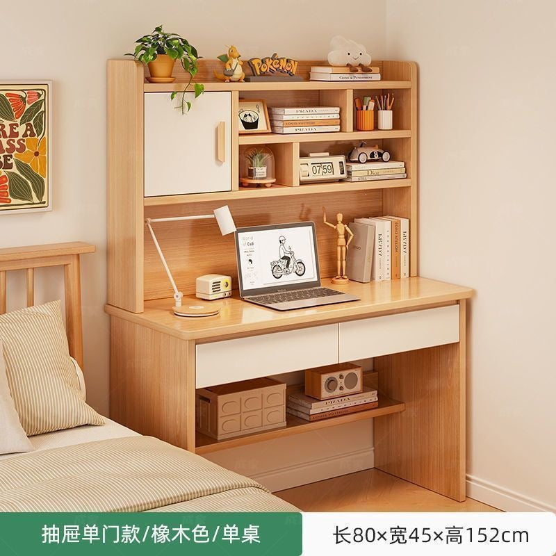 Nordic student desk with bookshelf - all-in-one home bedroom desktop computer desk - assembled study table for elementary school students - writing desk