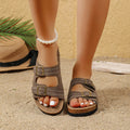 Plus size women's flip-flops for export,  new thick-soled cork double buckle strap casual outdoor sandals