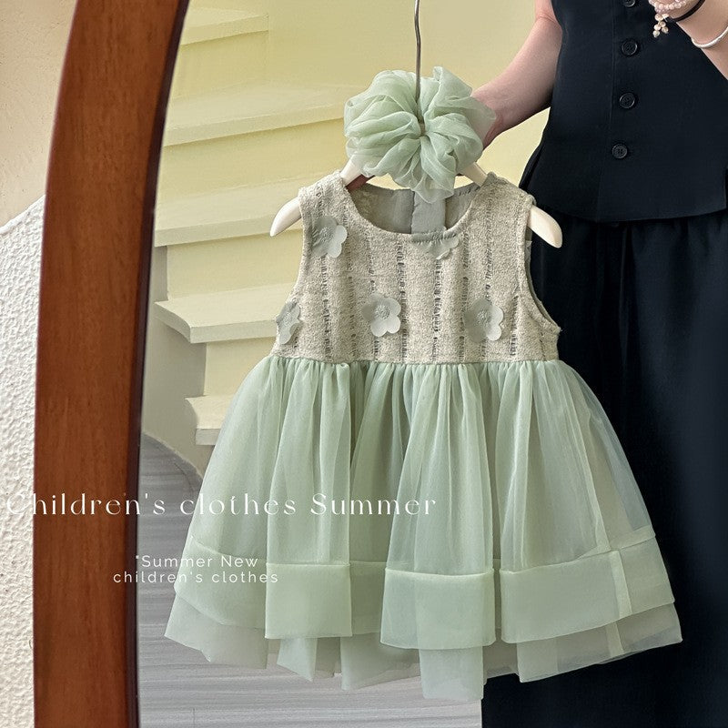 New girls' dresses: sweet princess style for kids, fresh and delicate tank dress for baby girls