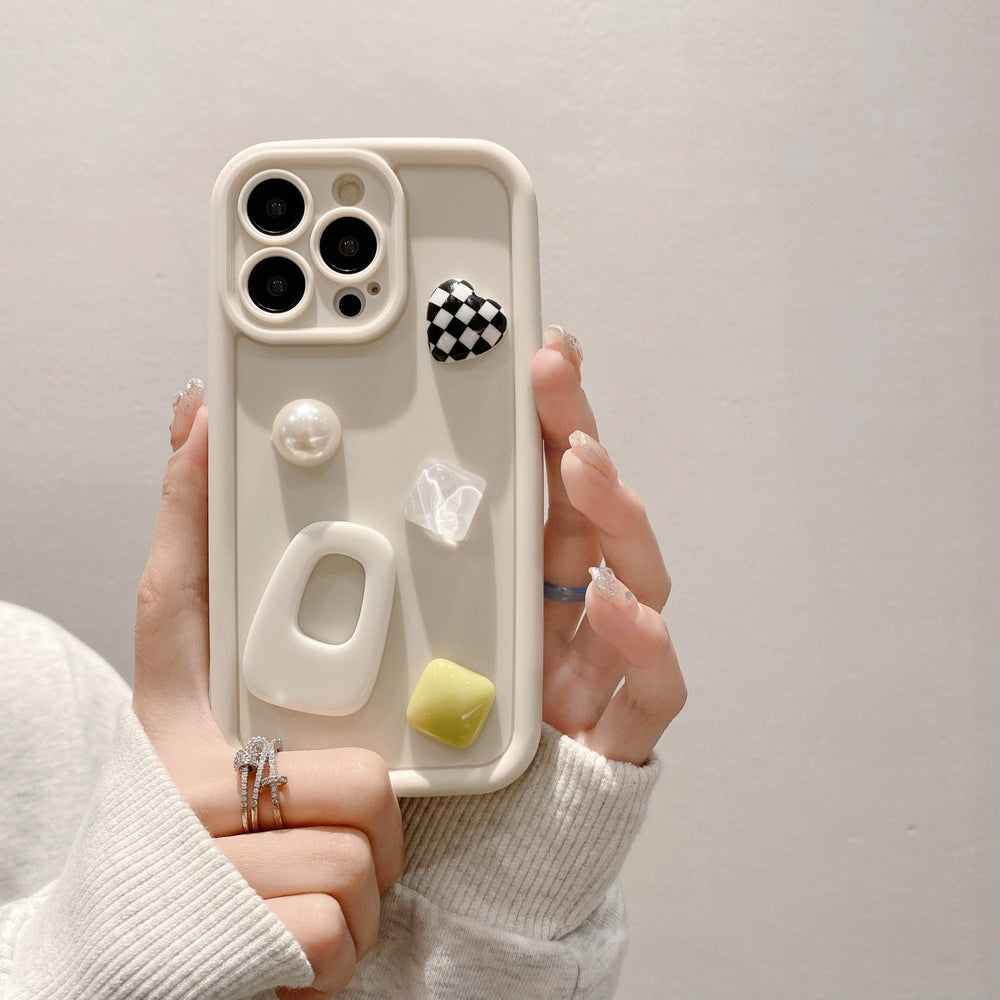 Ins gaozhu is suitable for apple 16pro hairpin love checkerboard mobile phone case iphonex/12 all-inclusive protective cover