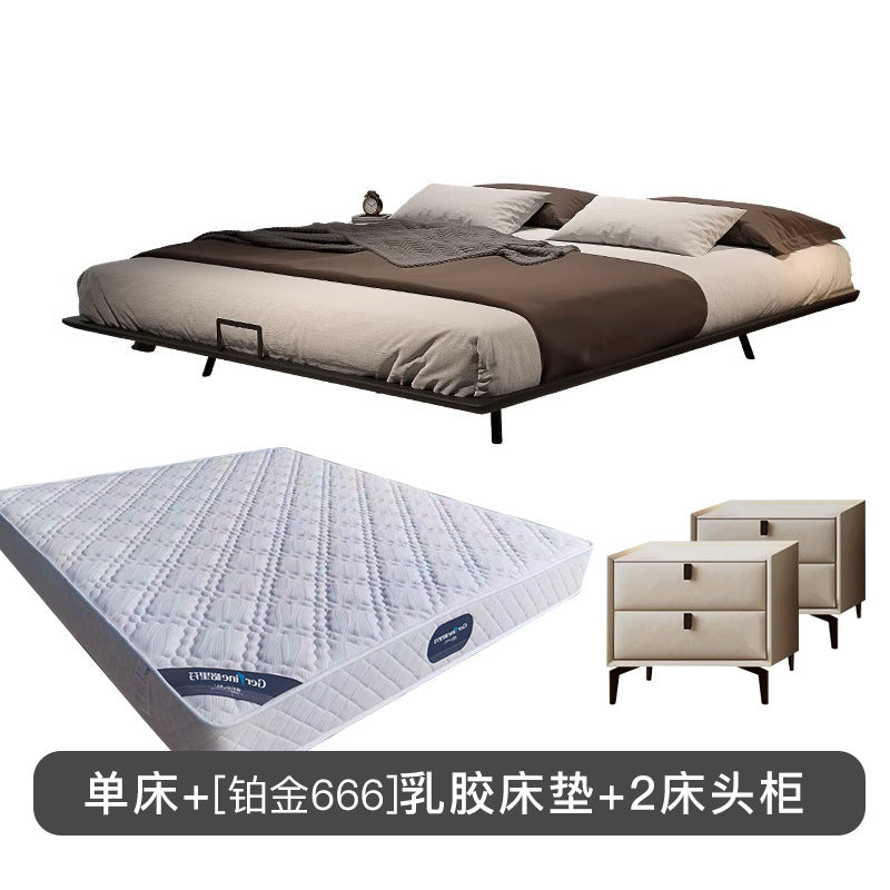 Floating bed italian normcore bed without bedside bed master bedroom accessible luxury backless floating bedside table all-in-one bed solid wood bed