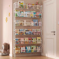 Kitchen door rear storage rack floor-standing punch-free wall-mounted bookshelf iron shelf wall space-saving ultra-thin storage rack