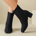 plus sizefashion slim boots women's mid heel short boots knittingspring & fall single boots pointed thick heel women's single boots