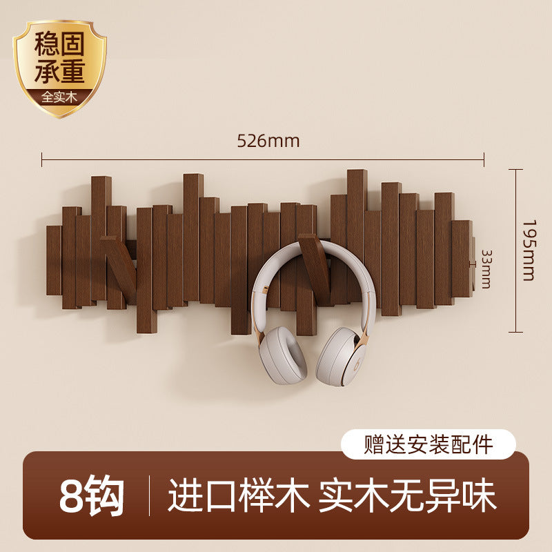 Solid wood piano key hanging hanger, entrance wall hanging, no punching, strong and durable storage, hanging bag, coat rack