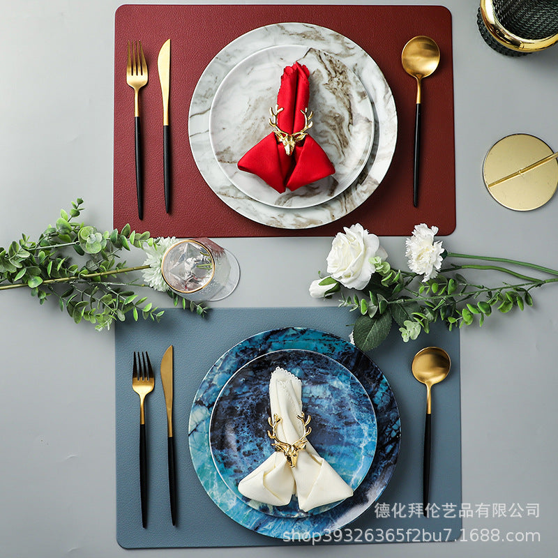 Ceramic marble pattern tableware model room tableware decoration european style western food plate steak plate suit