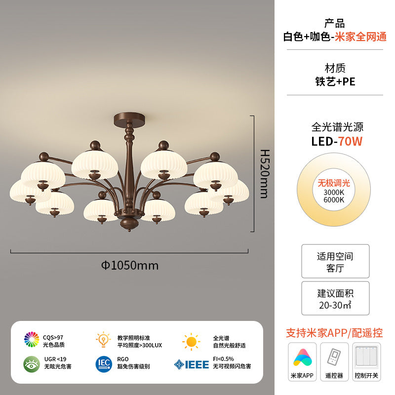 Vintage French medieval style living room chandelier bedroom study American 2025 new full spectrum eye protection hall lamps