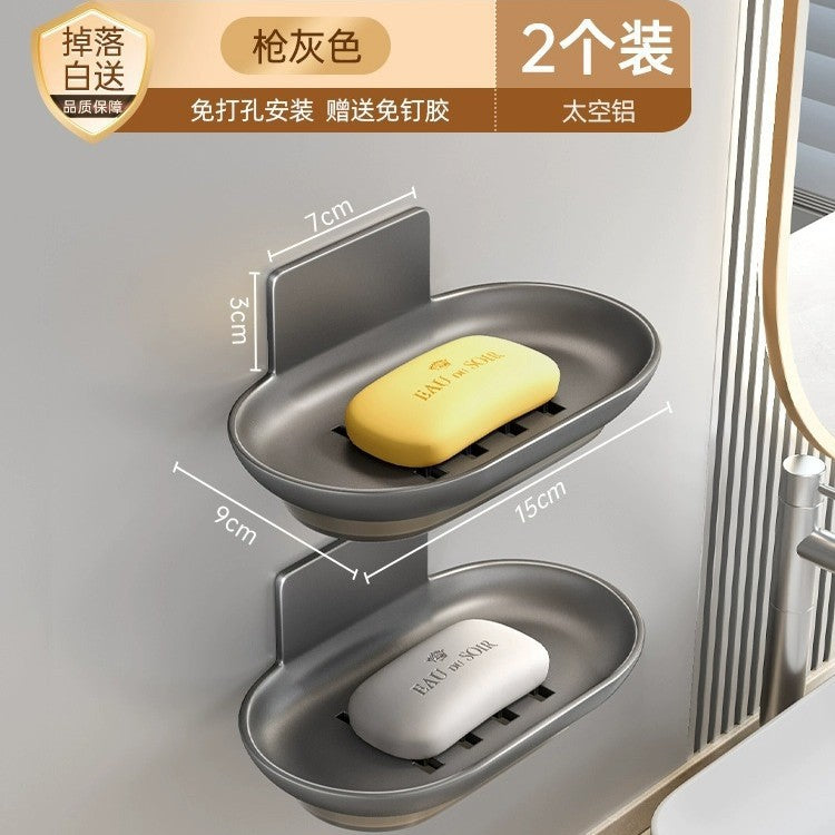 No punching Kitchen Bathroom Soap Box Soap Drain Space Household Toilet Thickened Soap Box Storage
