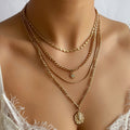 Wholesale alloy round pendant necklaces - european & american style, rhinestone embellished, unique round disc design, long layered necklace, choker
