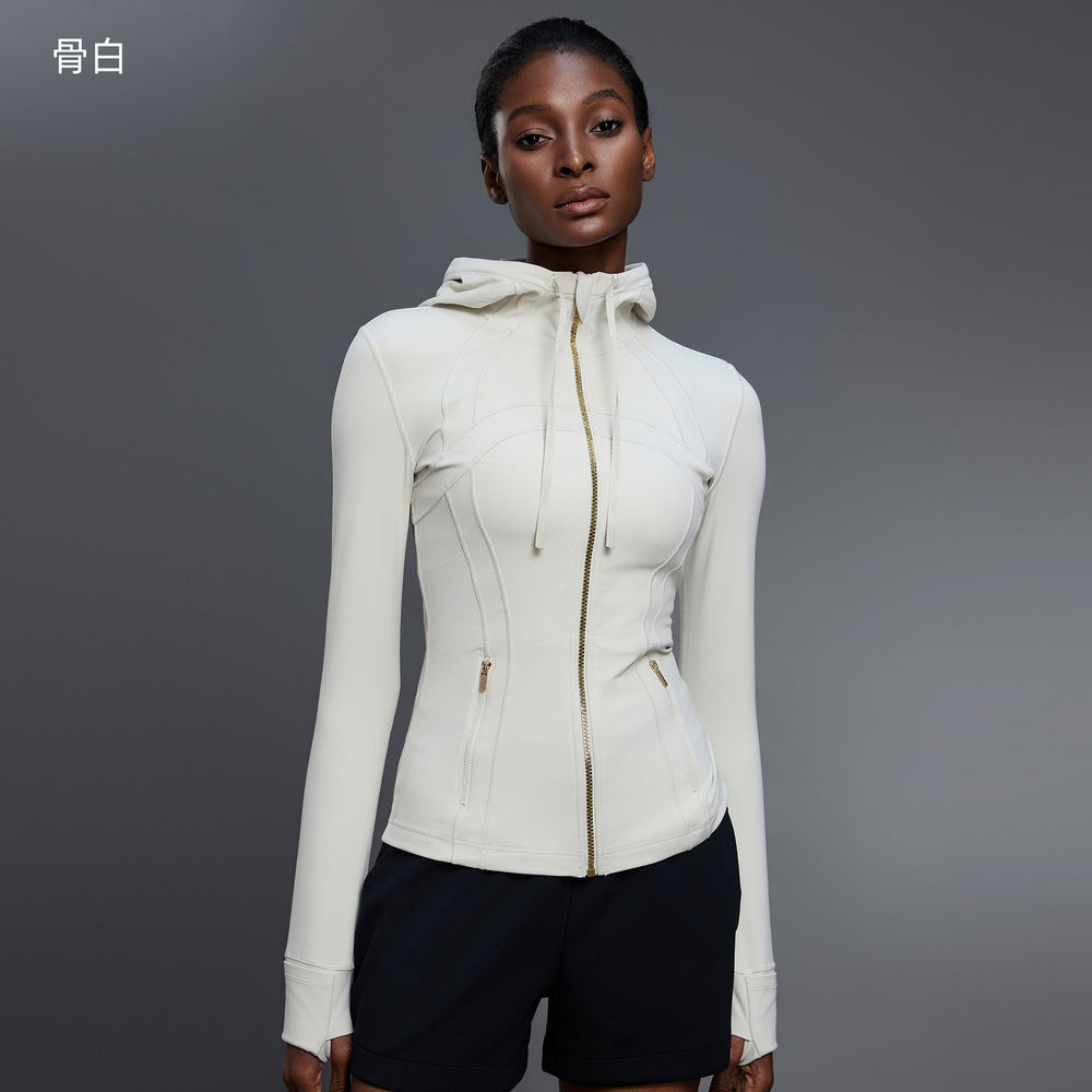 Women's yoga jacket - slim fit, hooded cardigan, running & fitness long sleeve top - daw204-2