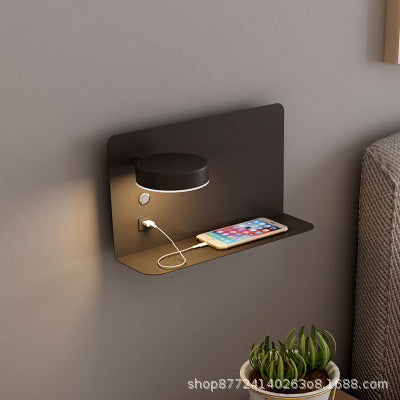 Nordic minimalist wall lamp - bedroom bedside sconce, hotel ambiance wall light, no wiring required, personalized design with usb phone charging