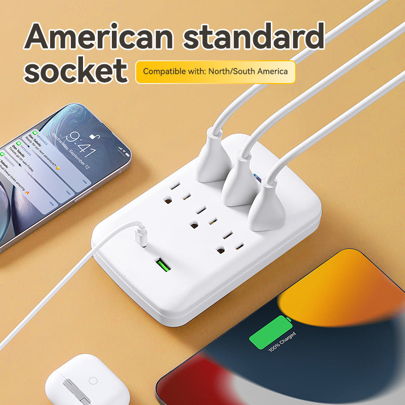 supply of american standard 110v converter socket usb+type-c fast charging strip socket slot expansion multi-hole